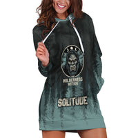 Bigfoot Wilderness Solitude Hoodie Dress Cryptid Forest Graphic In Distressed Vintage Style