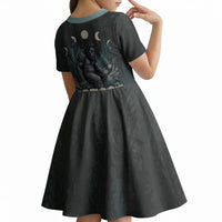 Bigfoot Wilderness Solitude Kid Short Sleeve Dress Cryptid Forest Graphic In Distressed Vintage Style