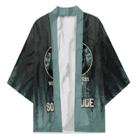 Bigfoot Wilderness Solitude Kimono Cryptid Forest Graphic In Distressed Vintage Style