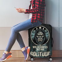 Bigfoot Wilderness Solitude Luggage Cover Cryptid Forest Graphic In Distressed Vintage Style