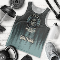 Bigfoot Wilderness Solitude Men Tank Top Cryptid Forest Graphic In Distressed Vintage Style