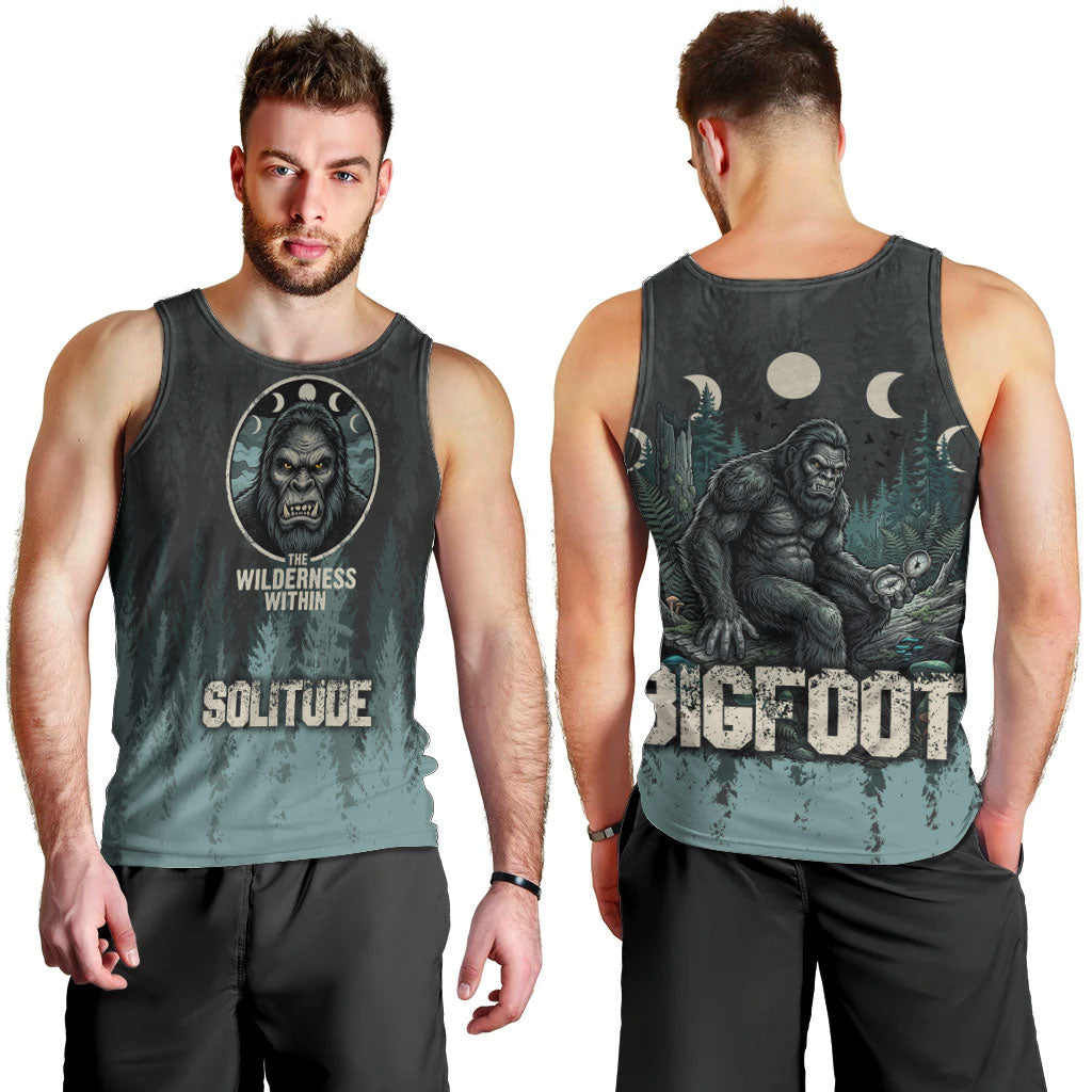 Bigfoot Wilderness Solitude Men Tank Top Cryptid Forest Graphic In Distressed Vintage Style