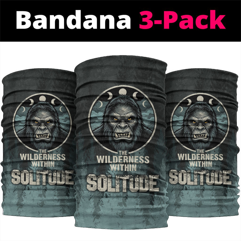 Bigfoot Wilderness Solitude Neck Gaiter Cryptid Forest Graphic In Distressed Vintage Style