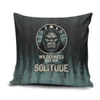 Bigfoot Wilderness Solitude Pillow Cover Cryptid Forest Graphic In Distressed Vintage Style