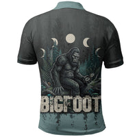 Bigfoot Wilderness Solitude Polo Shirt Cryptid Forest Graphic In Distressed Vintage Style