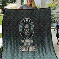 Bigfoot Wilderness Solitude Quilt Cryptid Forest Graphic In Distressed Vintage Style