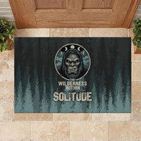 Bigfoot Wilderness Solitude Rubber Doormat Cryptid Forest Graphic In Distressed Vintage Style