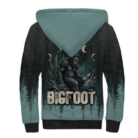 Bigfoot Wilderness Solitude Sherpa Hoodie Cryptid Forest Graphic In Distressed Vintage Style