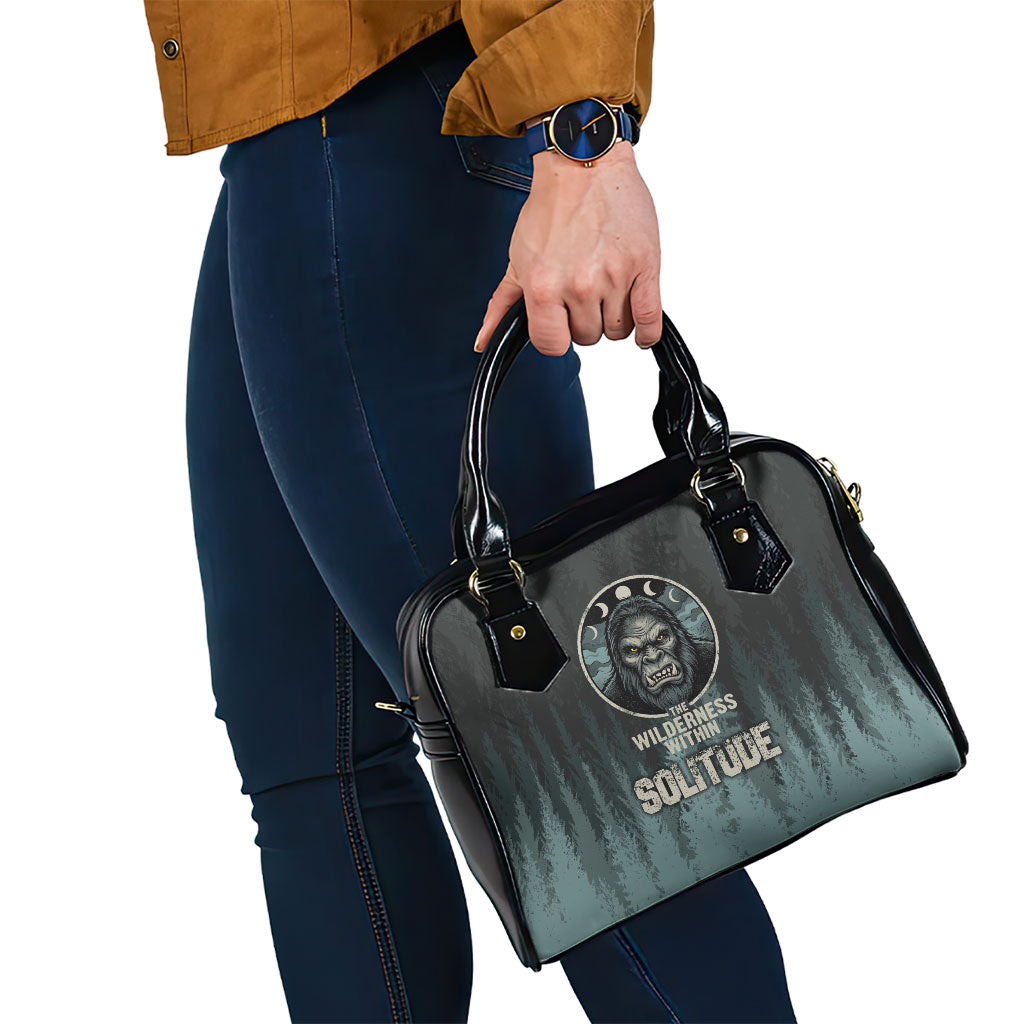 Bigfoot Wilderness Solitude Shoulder Handbag Cryptid Forest Graphic In Distressed Vintage Style