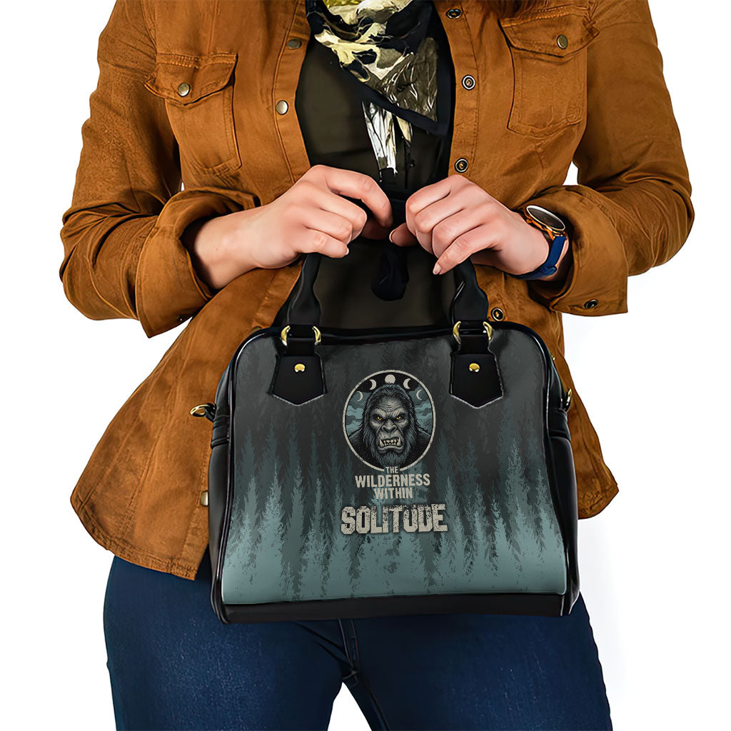 Bigfoot Wilderness Solitude Shoulder Handbag Cryptid Forest Graphic In Distressed Vintage Style