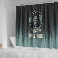 Bigfoot Wilderness Solitude Shower Curtain Cryptid Forest Graphic In Distressed Vintage Style