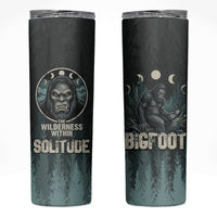 Bigfoot Wilderness Solitude Skinny Tumbler Cryptid Forest Graphic In Distressed Vintage Style