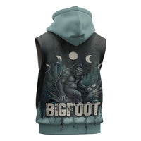 Bigfoot Wilderness Solitude Sleeveless Hoodie Cryptid Forest Graphic In Distressed Vintage Style