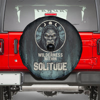 Bigfoot Wilderness Solitude Spare Tire Cover Cryptid Forest Graphic In Distressed Vintage Style