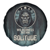 Bigfoot Wilderness Solitude Spare Tire Cover Cryptid Forest Graphic In Distressed Vintage Style