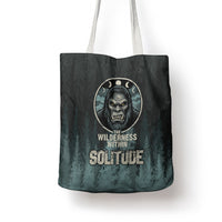 Bigfoot Wilderness Solitude Tote Bag Cryptid Forest Graphic In Distressed Vintage Style