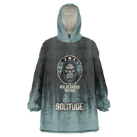 Bigfoot Wilderness Solitude Wearable Blanket Hoodie Cryptid Forest Graphic In Distressed Vintage Style