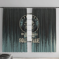 Bigfoot Wilderness Solitude Window Curtain Cryptid Forest Graphic In Distressed Vintage Style