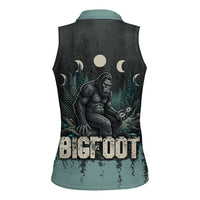 Bigfoot Wilderness Solitude Women Sleeveless Polo Shirt Cryptid Forest Graphic In Distressed Vintage Style