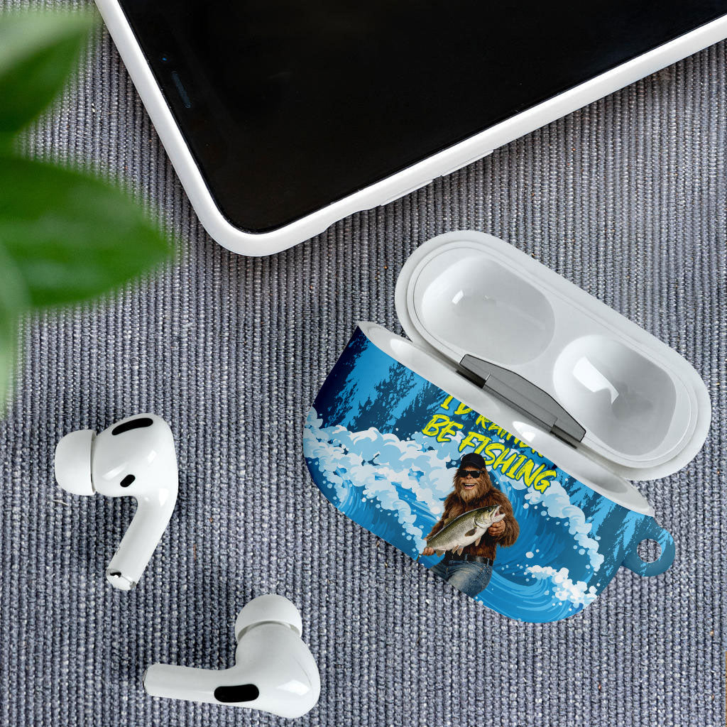 Bigfoot Sasquatch I'd Rather Be Fishing AirPods Case Funny Angler Humorous Outdoors Graphic Art