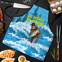 Bigfoot Sasquatch I'd Rather Be Fishing Apron Funny Angler Humorous Outdoors Graphic Art