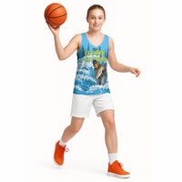 Bigfoot Sasquatch I'd Rather Be Fishing Basketball Jersey Funny Angler Humorous Outdoors Graphic Art