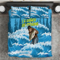 Bigfoot Sasquatch I'd Rather Be Fishing Bedding Set Funny Angler Humorous Outdoors Graphic Art