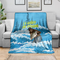 Bigfoot Sasquatch I'd Rather Be Fishing Blanket Funny Angler Humorous Outdoors Graphic Art