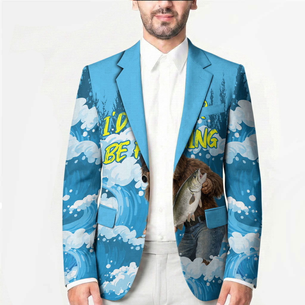 Bigfoot Sasquatch I'd Rather Be Fishing Blazer Funny Angler Humorous Outdoors Graphic Art