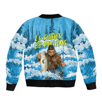 Bigfoot Sasquatch I'd Rather Be Fishing Bomber Jacket Funny Angler Humorous Outdoors Graphic Art