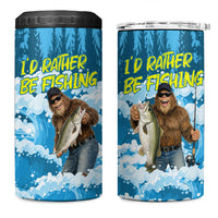 Bigfoot Sasquatch I'd Rather Be Fishing 4 in 1 Can Cooler Tumbler Funny Angler Humorous Outdoors Graphic Art