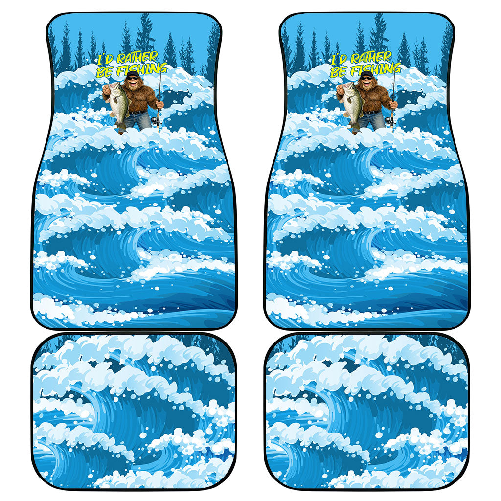 Bigfoot Sasquatch I'd Rather Be Fishing Car Mats Funny Angler Humorous Outdoors Graphic Art