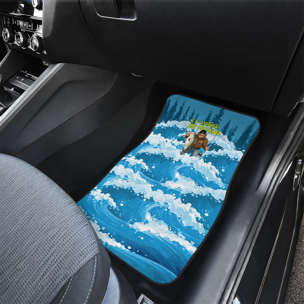 Bigfoot Sasquatch I'd Rather Be Fishing Car Mats Funny Angler Humorous Outdoors Graphic Art