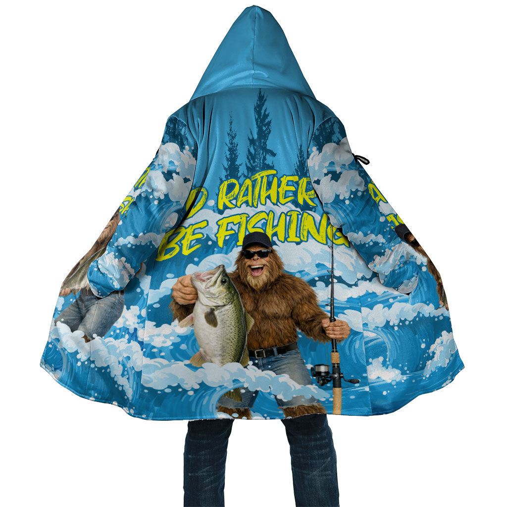Bigfoot Sasquatch I'd Rather Be Fishing Cloak Funny Angler Humorous Outdoors Graphic Art
