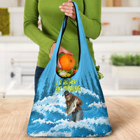 Bigfoot Sasquatch I'd Rather Be Fishing Grocery Bag Funny Angler Humorous Outdoors Graphic Art