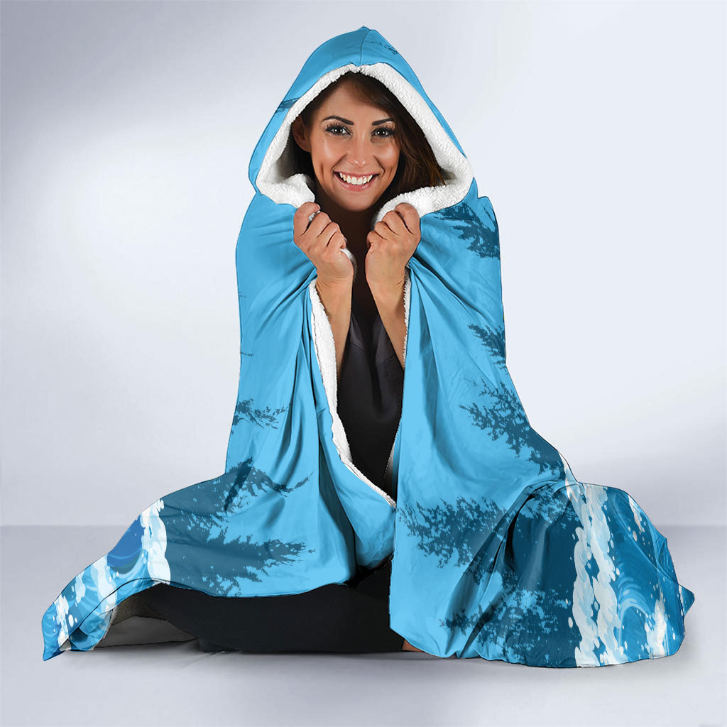 Bigfoot Sasquatch I'd Rather Be Fishing Hooded Blanket Funny Angler Humorous Outdoors Graphic Art