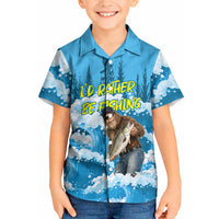 Bigfoot Sasquatch I'd Rather Be Fishing Kid Hawaiian Shirt Funny Angler Humorous Outdoors Graphic Art