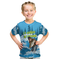 Bigfoot Sasquatch I'd Rather Be Fishing Kid T Shirt Funny Angler Humorous Outdoors Graphic Art