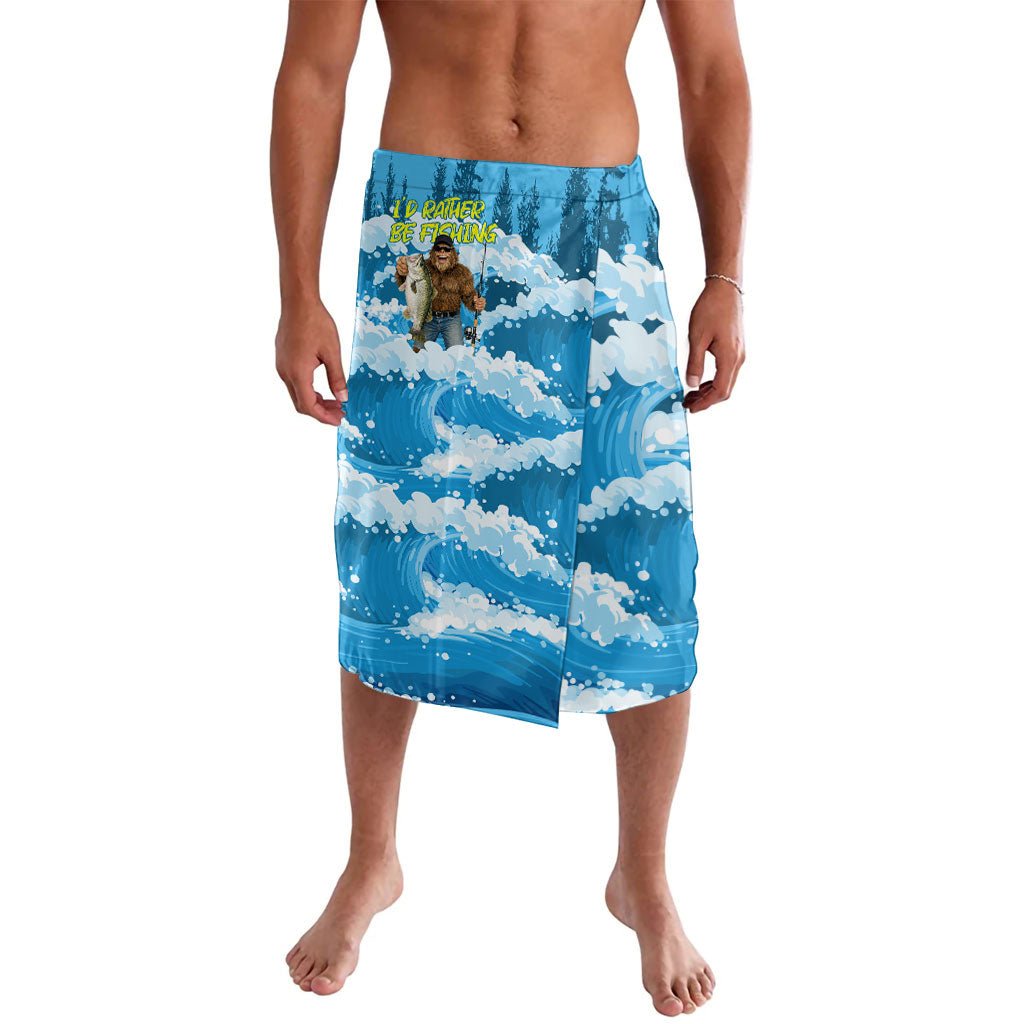 Bigfoot Sasquatch I'd Rather Be Fishing Lavalava Funny Angler Humorous Outdoors Graphic Art