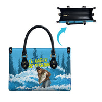 Bigfoot Sasquatch I'd Rather Be Fishing Leather Bag Funny Angler Humorous Outdoors Graphic Art