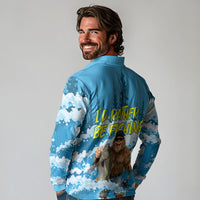 Bigfoot Sasquatch I'd Rather Be Fishing Long Sleeve Polo Shirt Funny Angler Humorous Outdoors Graphic Art