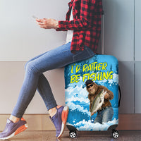 Bigfoot Sasquatch I'd Rather Be Fishing Luggage Cover Funny Angler Humorous Outdoors Graphic Art