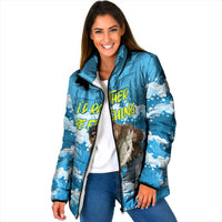 Bigfoot Sasquatch I'd Rather Be Fishing Padded Jacket Funny Angler Humorous Outdoors Graphic Art
