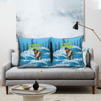 Bigfoot Sasquatch I'd Rather Be Fishing Pillow Cover Funny Angler Humorous Outdoors Graphic Art