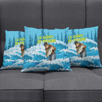 Bigfoot Sasquatch I'd Rather Be Fishing Pillow Cover Funny Angler Humorous Outdoors Graphic Art