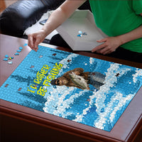 Bigfoot Sasquatch I'd Rather Be Fishing Puzzle Funny Angler Humorous Outdoors Graphic Art
