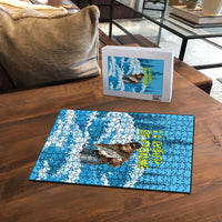 Bigfoot Sasquatch I'd Rather Be Fishing Puzzle Funny Angler Humorous Outdoors Graphic Art