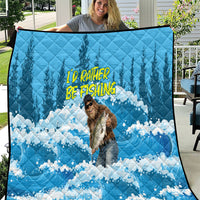 Bigfoot Sasquatch I'd Rather Be Fishing Quilt Funny Angler Humorous Outdoors Graphic Art
