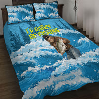 Bigfoot Sasquatch I'd Rather Be Fishing Quilt Bed Set Funny Angler Humorous Outdoors Graphic Art