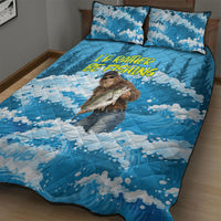 Bigfoot Sasquatch I'd Rather Be Fishing Quilt Bed Set Funny Angler Humorous Outdoors Graphic Art